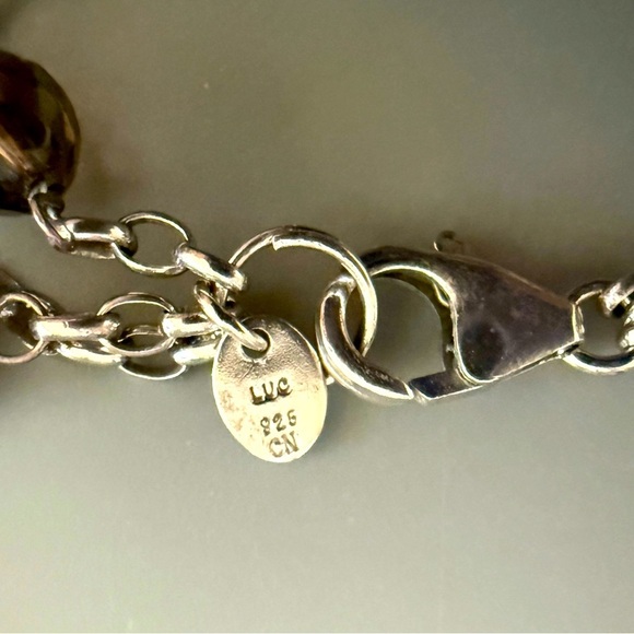 Lucas Lameth LUC Sterling Silver Brown Glass Triple Strand Necklace - Picture 3 of 4